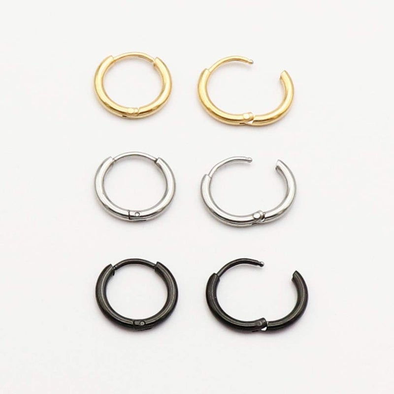 EACHLP Unisex 18K Real Gold Plating Surgical Steel Sleeper Tiny Hoop Earrings,Nose Ring Septum Ring Helix Ring Daith Ring Lip Ring Nipple Ring Snug Ring Rook Ring Body Piercing Jewelry - Image 2